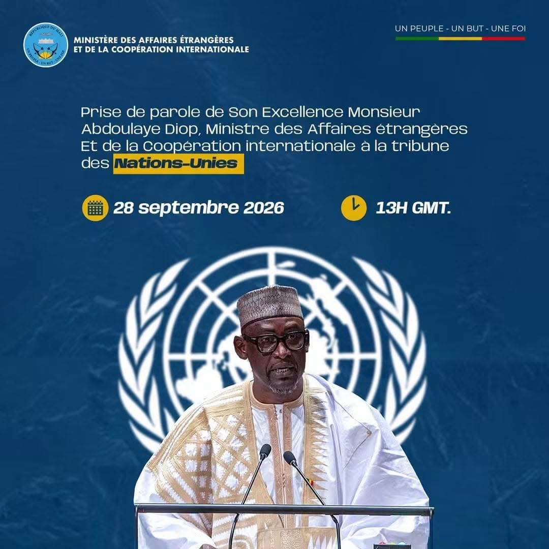 Le Ministre des Affaires étrangères et de la Coopération internationale, Son Excellence Monsieur Abdoulaye DIOP délivrera à la tribune des Nations Un